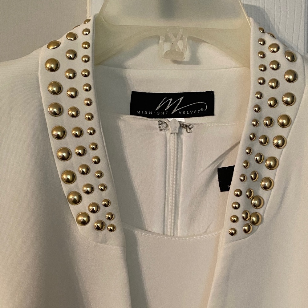 Midnight Velvet White Midi Dress with Jacket - Picture 2 of 7